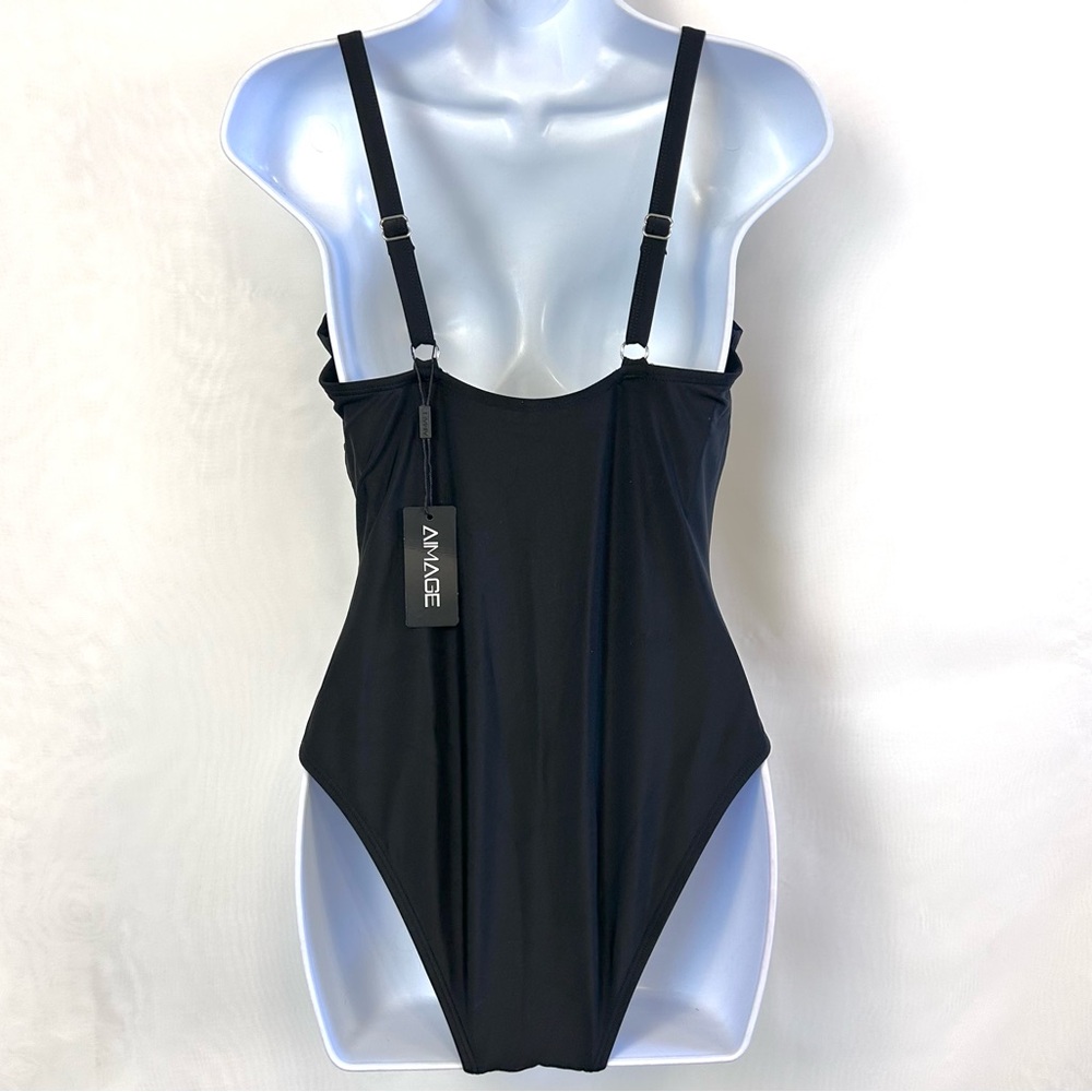 NWT Aimage Black Cheeky Back Womens One Piece Swimsuit / Small - Picture 6 of 12